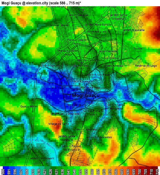 Mogi Guaçu elevation map