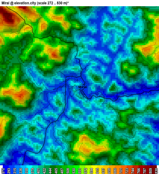 Miraí elevation map