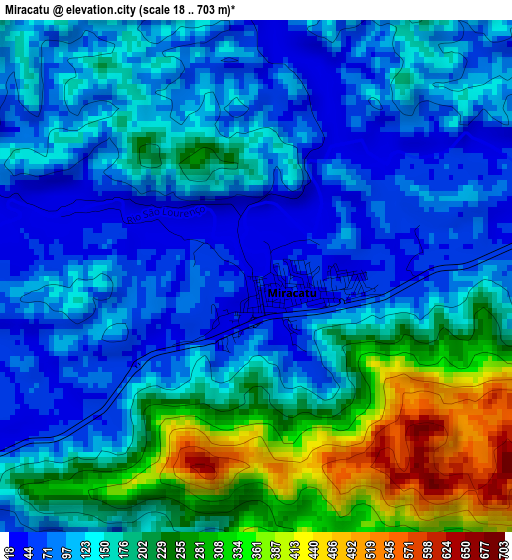 Miracatu elevation map