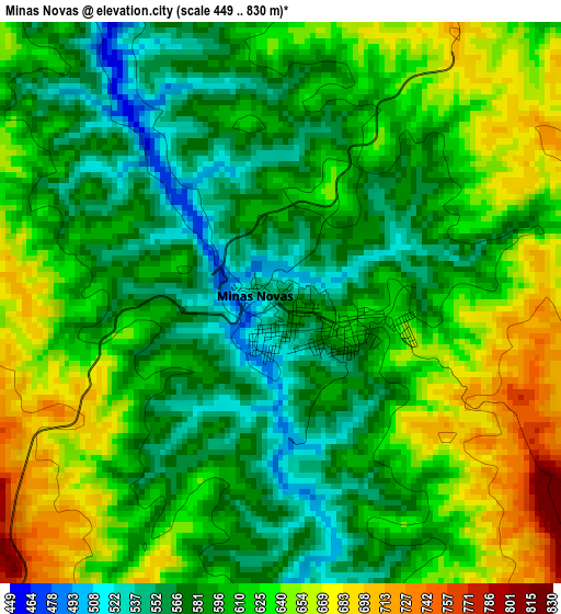 Minas Novas elevation map