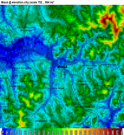 Mauá elevation map