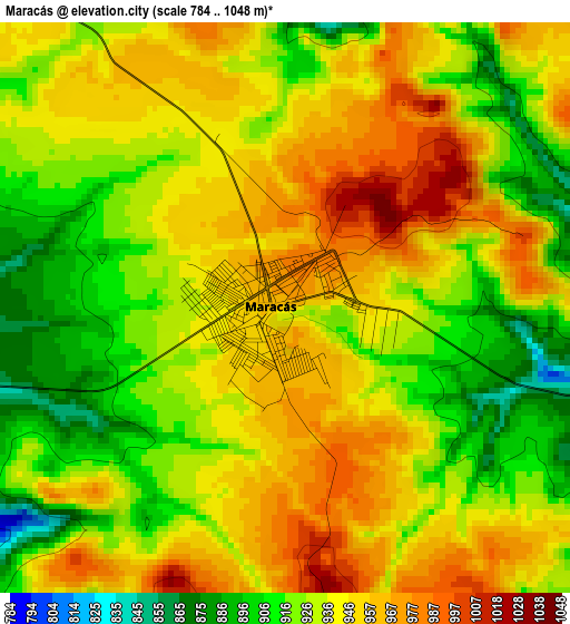 Maracás elevation map