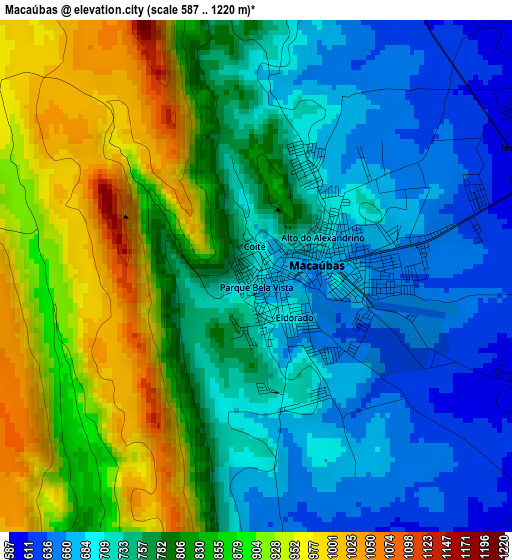 Macaúbas elevation map