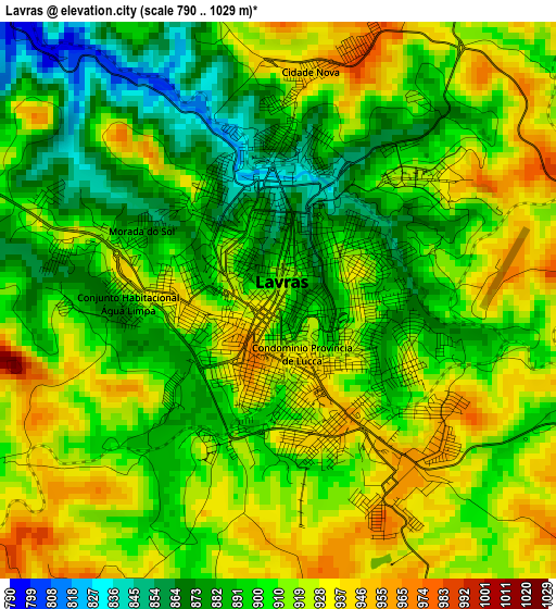 Lavras elevation map