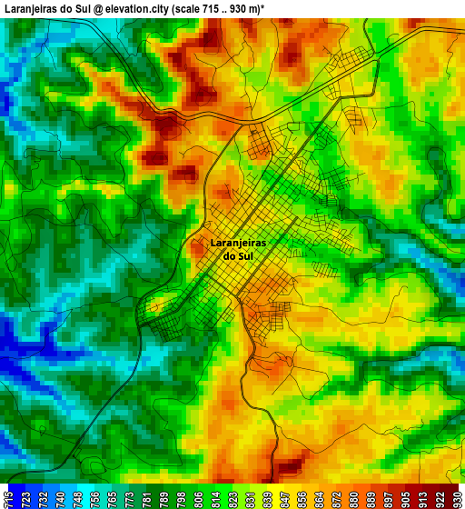 Laranjeiras do Sul elevation map