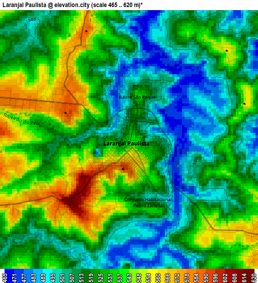 Laranjal Paulista elevation map