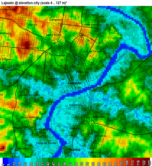 Lajeado elevation map