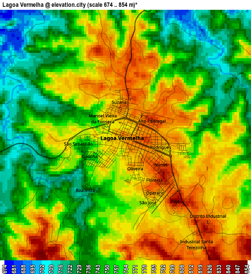 Lagoa Vermelha elevation map