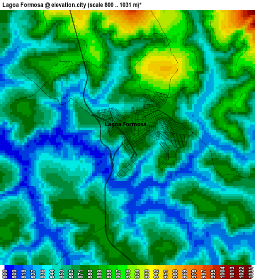 Lagoa Formosa elevation map