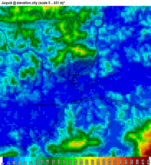 Juquiá elevation map