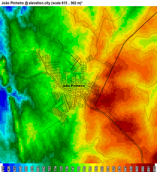 João Pinheiro elevation map