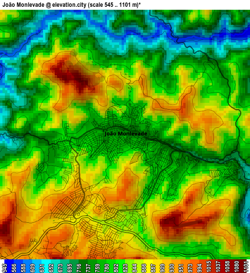 João Monlevade elevation map