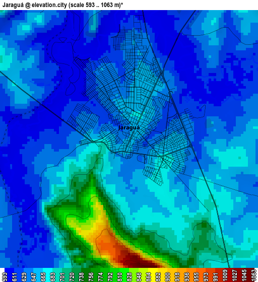 Jaraguá elevation map