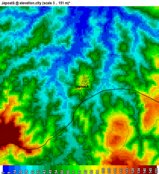 Japoatã elevation map