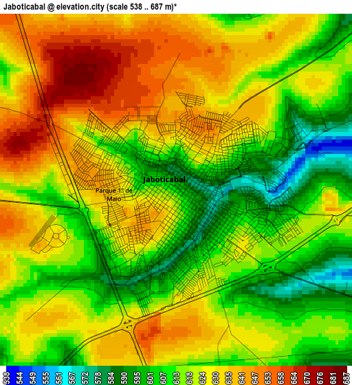 Jaboticabal elevation map