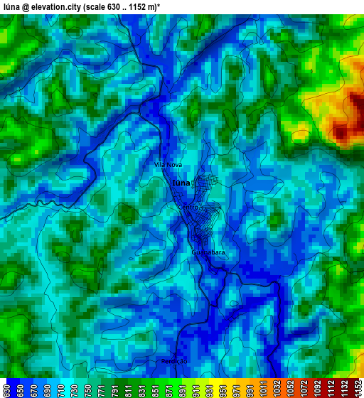Iúna elevation map
