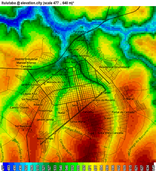 Ituiutaba elevation map