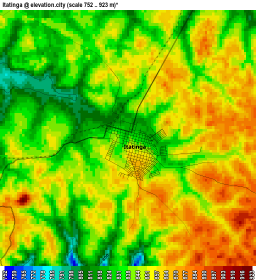 Itatinga elevation map