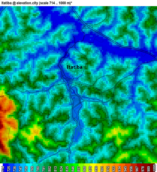 Itatiba elevation map