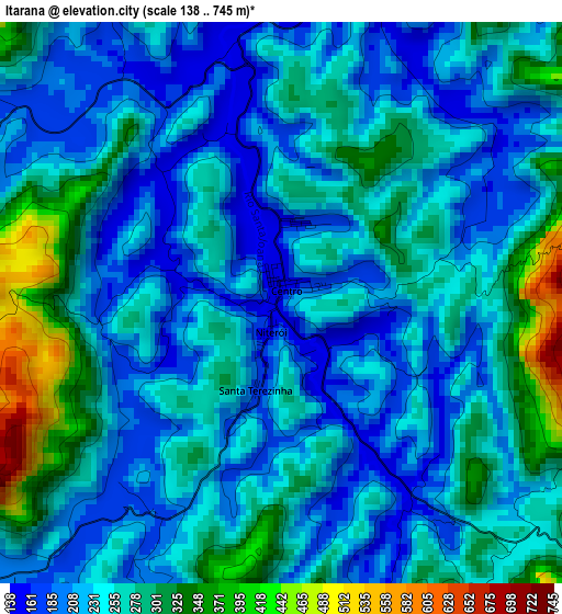 Itarana elevation map