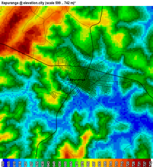 Itapuranga elevation map