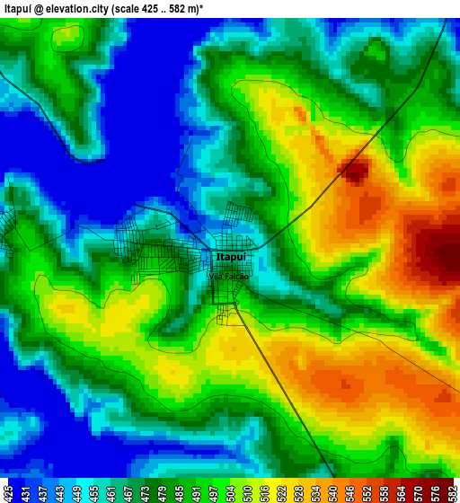 Itapuí elevation map