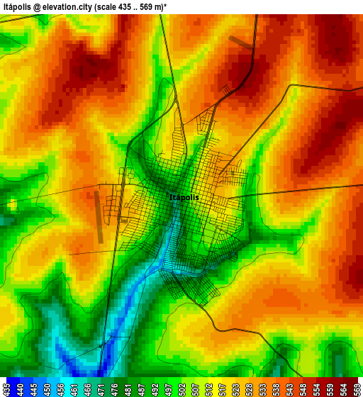 Itápolis elevation map