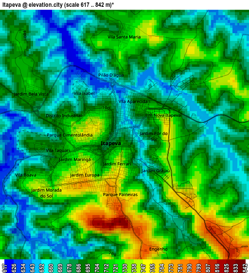 Itapeva elevation map