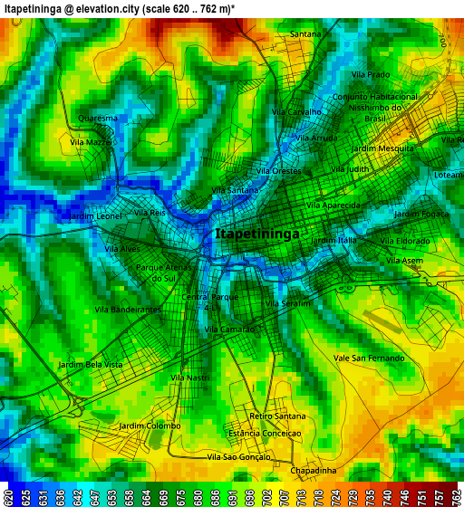 Itapetininga elevation map