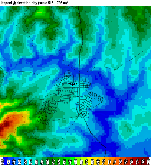 Itapaci elevation map