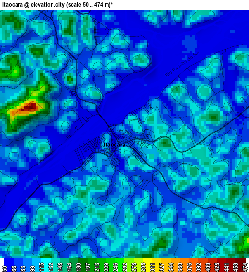 Itaocara elevation map