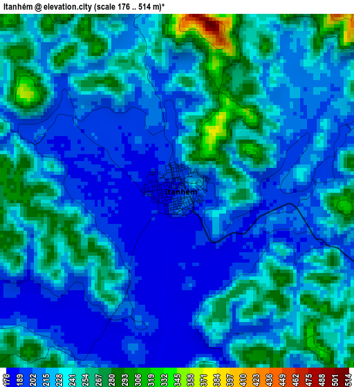 Itanhém elevation map
