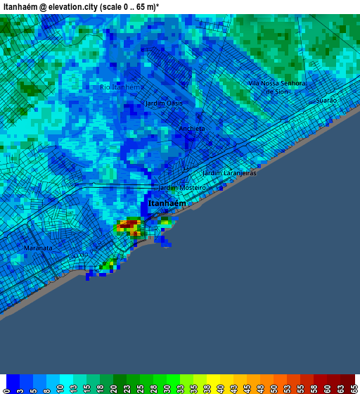 Itanhaém elevation map