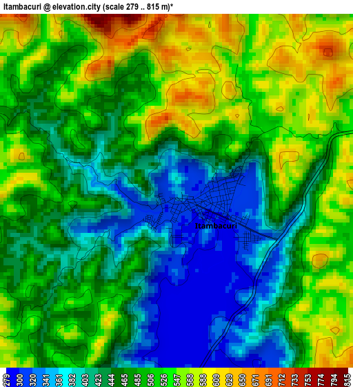 Itambacuri elevation map