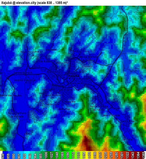 Itajubá elevation map