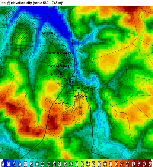 Itaí elevation map