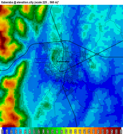 Itaberaba elevation map