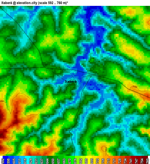 Itaberá elevation map