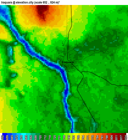 Iraquara elevation map