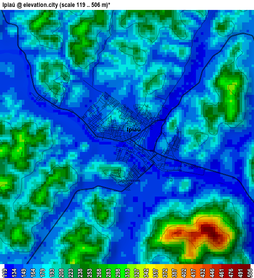 Ipiaú elevation map