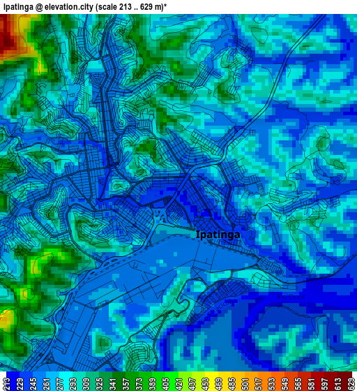 Ipatinga elevation map