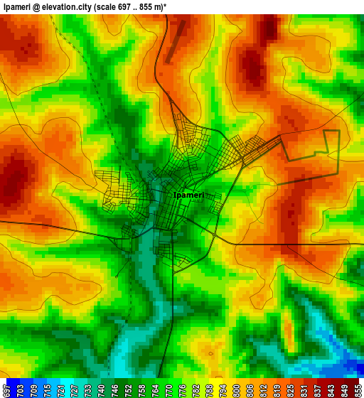 Ipameri elevation map