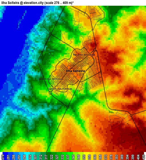 Ilha Solteira elevation map