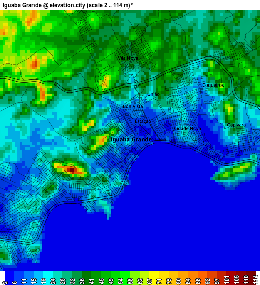 Iguaba Grande elevation map