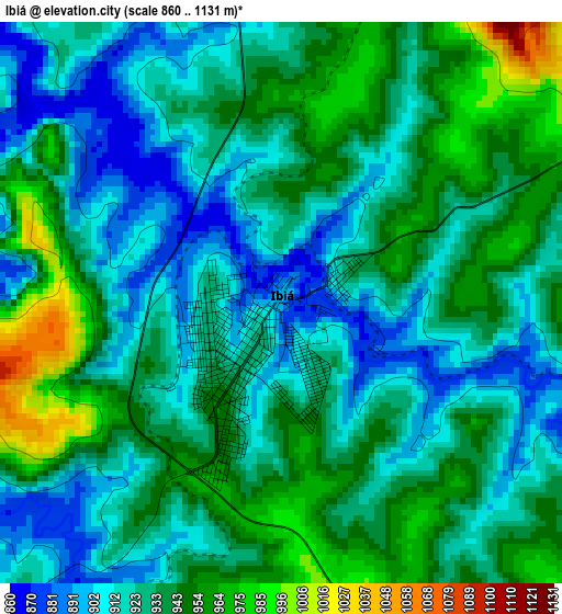 Ibiá elevation map