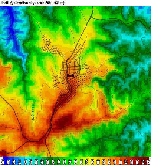 Ibaiti elevation map