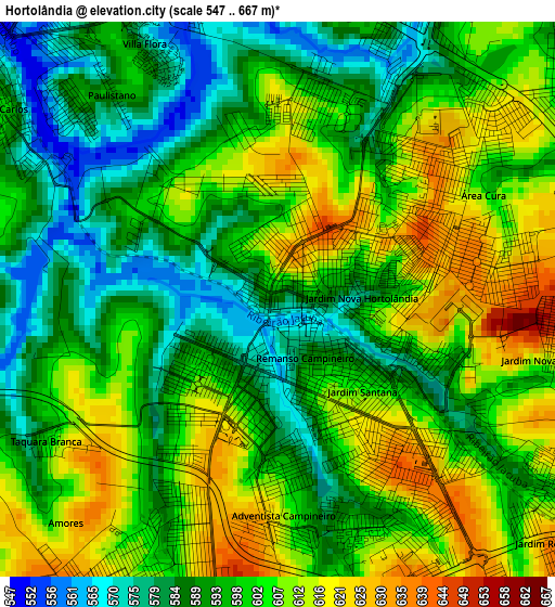 Hortolândia elevation map