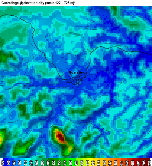 Guaratinga elevation map