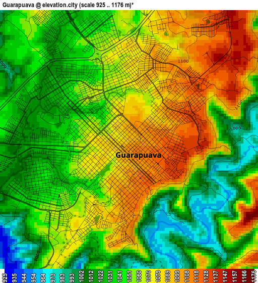 Guarapuava elevation map