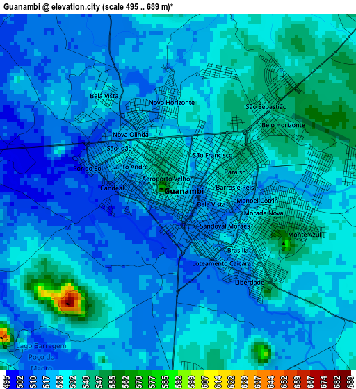 Guanambi elevation map